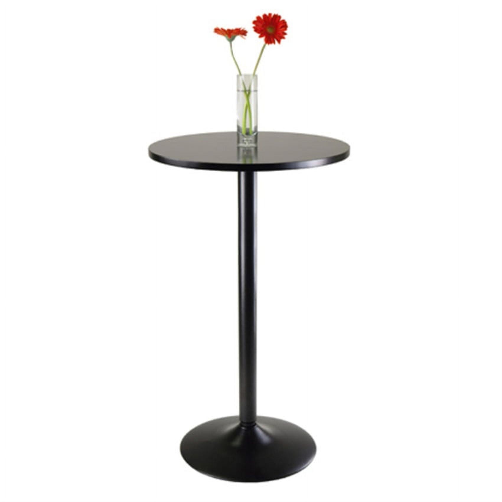 Transitional Black Round Wood Counter Height Pub Table - 23.62"