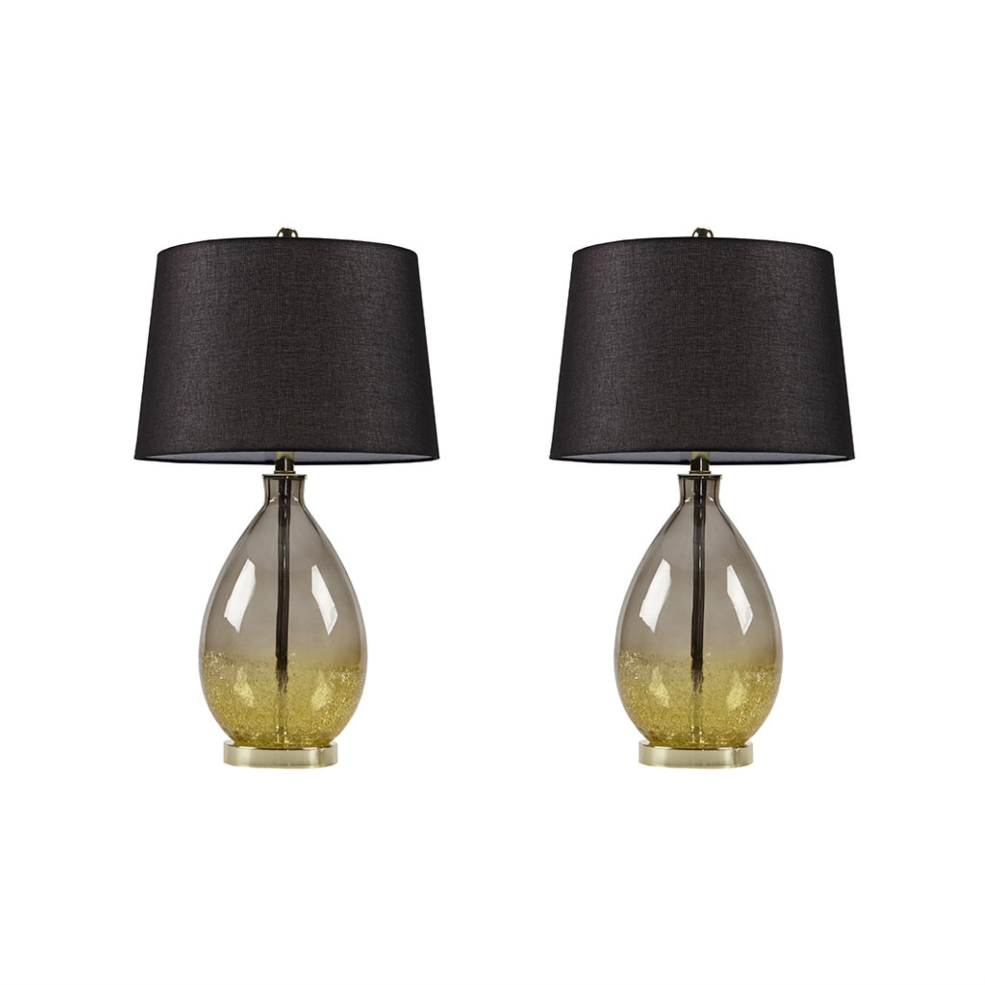 Cortina Ombre Gold Glass Table Lamp Set with Black Shades