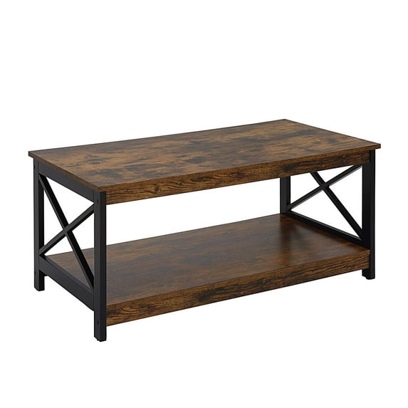 Ergode Oxford Coffee Table with Shelf - Coastal Style, Farmhouse Chic, 2 Shelves for Display/Storage, Durable MDF, Non-Lead-Based Paint.