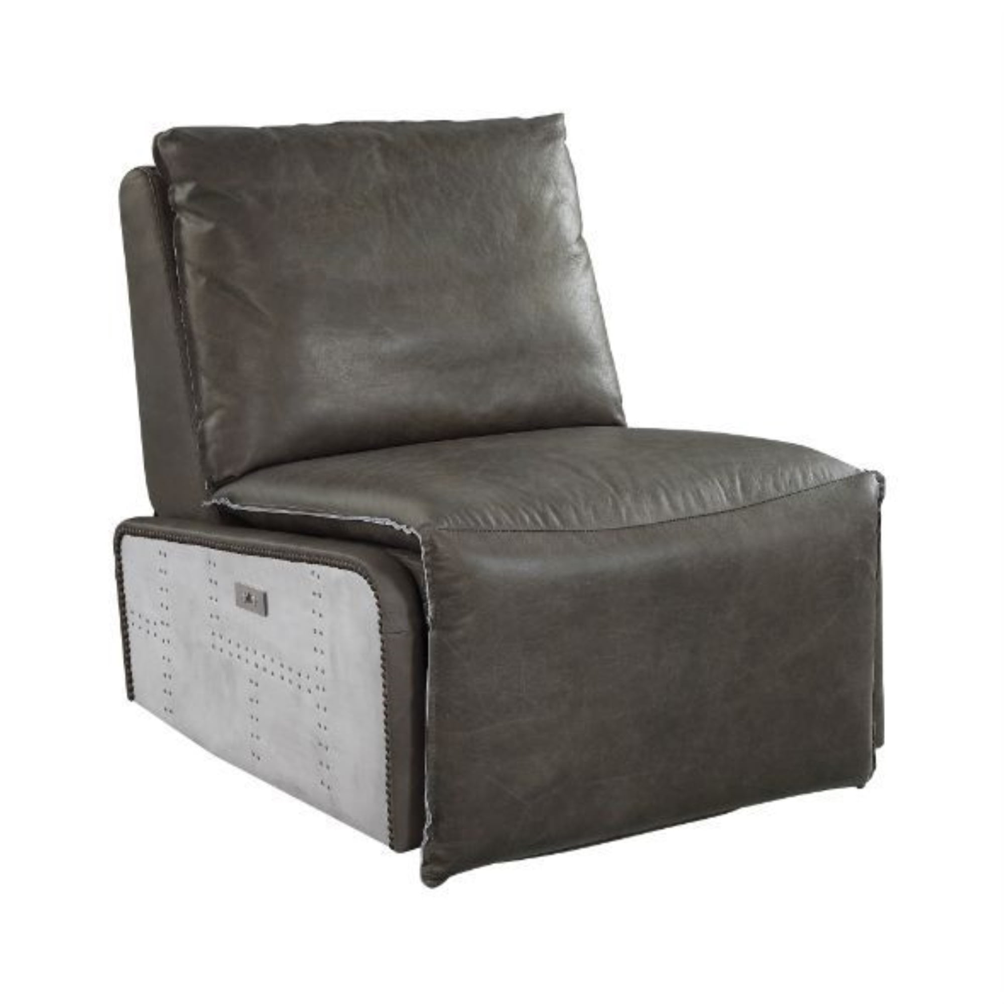 Metier Gray Top Grain Leather & Aluminum Swivel Recliner
