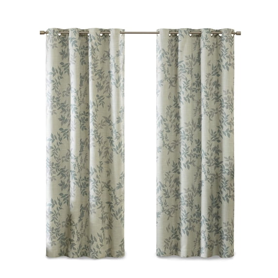 Ergode Printed Botanical Blackout Panel - Stylish Aqua and Grey Design, Energy Efficient, Noise Reducing, Easy Hanging - Perfect for Home Offices, Family Rooms, and Bedrooms