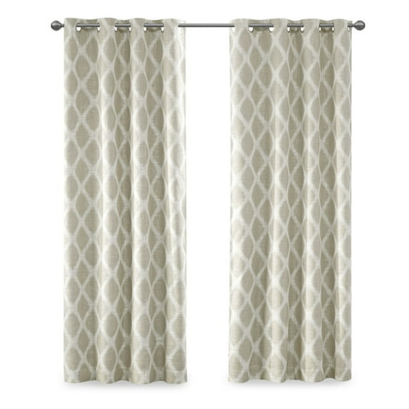 Ergode Printed Ikat Blackout Panel - Modern & Stylish Energy Efficient Window Treatment with Taupe Ikat Design - Noise Reducing & Sunlight Blocking - Easy