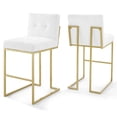 thumbnail image 1 of Ergode Privy Gold Stainless Steel Performance Velvet Bar Stool Set of 2 - Gold White, 1 of 4