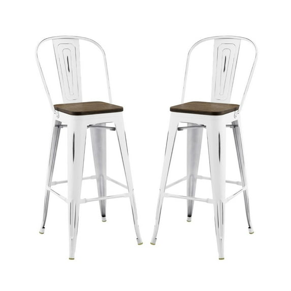 Ergode Promenade Bar Stool Metal Set of 2 - White
