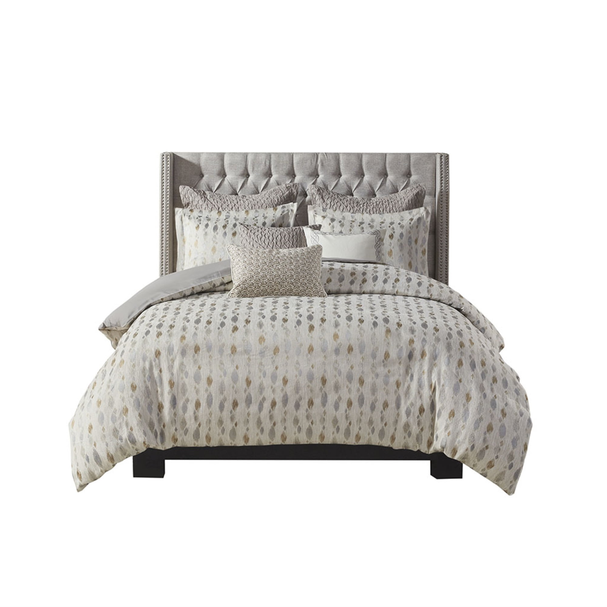 Ivory Jacquard Queen 8-Piece Cotton Bedspread Set