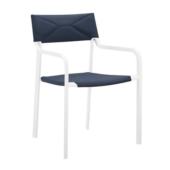 Ergode Raleigh Stackable Outdoor Patio Aluminum Dining Armchair - White Navy