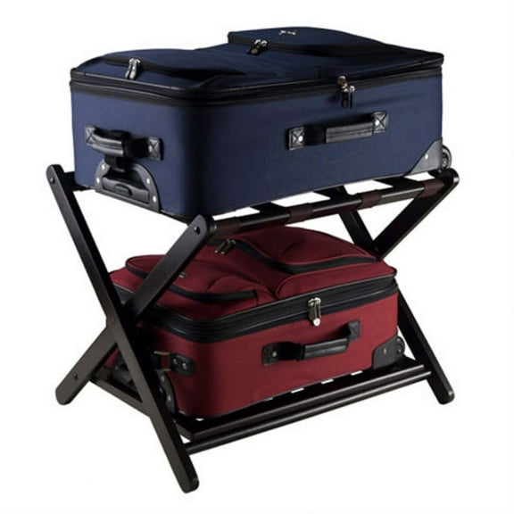 Ergode Reese Luggage Rack with Shelf, Espresso