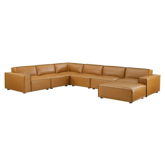 Ergode Restore 7-Piece Vegan Leather Sectional Sofa - Tan