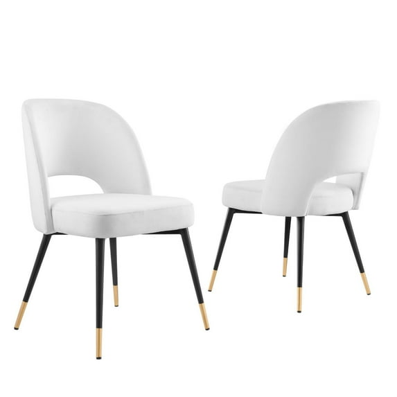 Ergode Rouse Performance Velvet Dining Side Chairs - Set of 2 - White