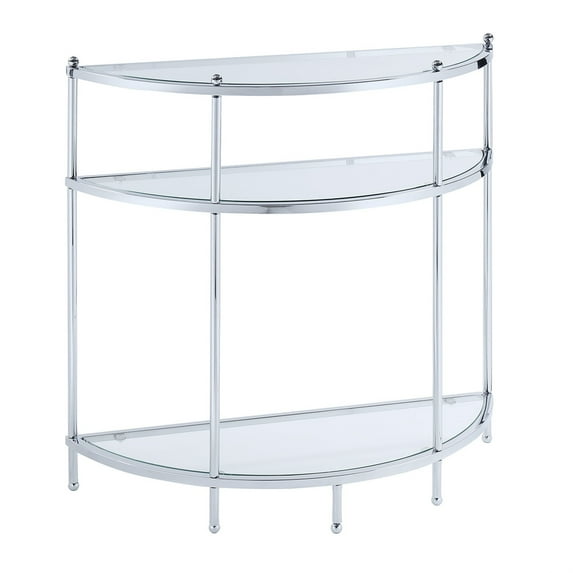 Ergode Royal Crest 3 Tier Glass Entryway Table - Modern & Stylish Chrome Frame, Spacious Shelves for Collectibles & Storage