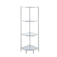 thumbnail image 1 of Ergode Royal Crest 4 Tier Glass Corner Shelf - Modern Design, Sturdy Chrome Frame, Spacious Shelves - Ideal for Living Room or Office, 1 of 1