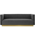 thumbnail image 1 of Ergode Sanguine Vertical Channel Tufted Performance Velvet Sofa, 1 of 5