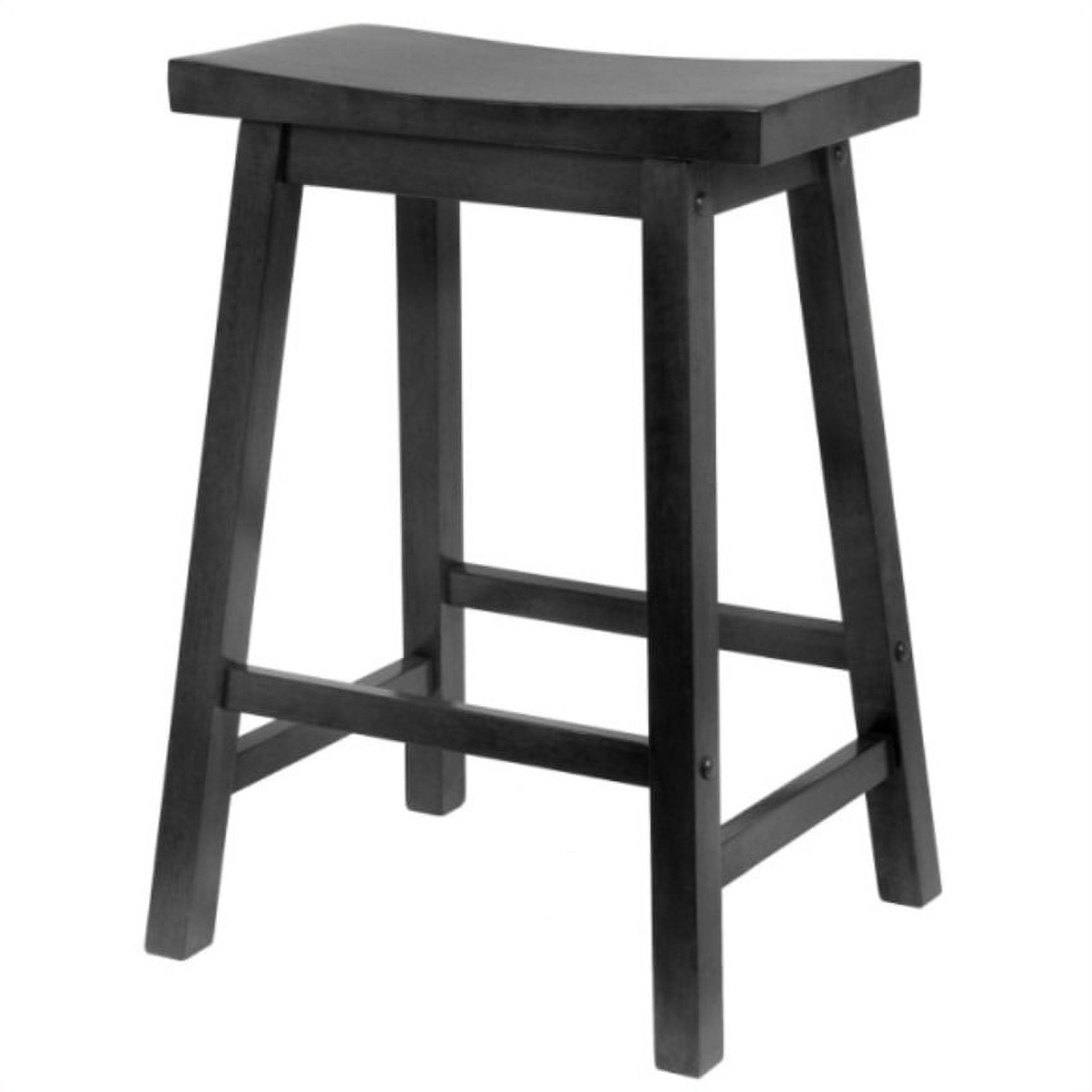 Winsome Traditional Black Wood 24" Saddle Seat Counter Stool