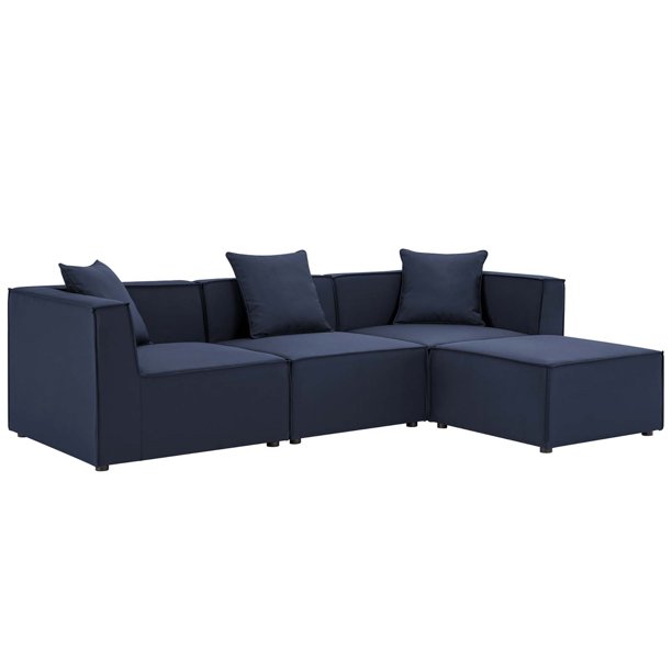 Ergode Saybrook Outdoor Patio Upholstered 4Piece Sectional Sofa Navy