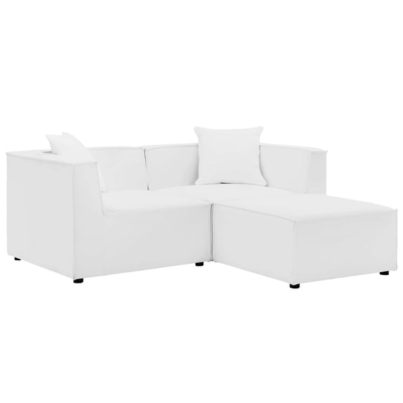 Ergode Saybrook Outdoor Patio Upholstered Loveseat and Ottoman Set - White
