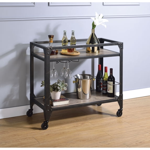 Ergode Serving Cart Rustic Oak & Charcoal