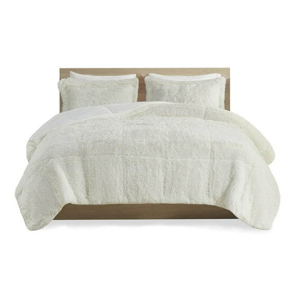 Ergode Shaggy Long Fur Comforter Mini Set - Contemporary Elegance for Your Bedroom - Includes Comforter and Shams - Soft and Fluffy Texture