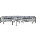 thumbnail image 1 of Ergode Shore 6 Piece Outdoor Patio Aluminum Sectional Sofa Set - Silver Gray, 1 of 5