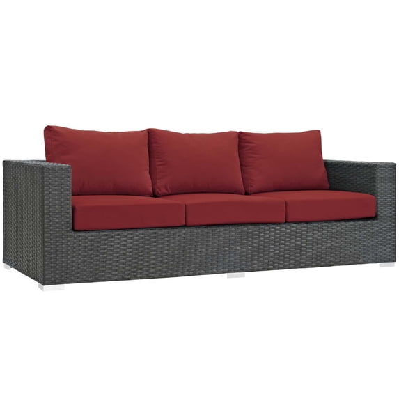 Ergode Sojourn Outdoor Patio Sunbrella Sofa - Canvas Red