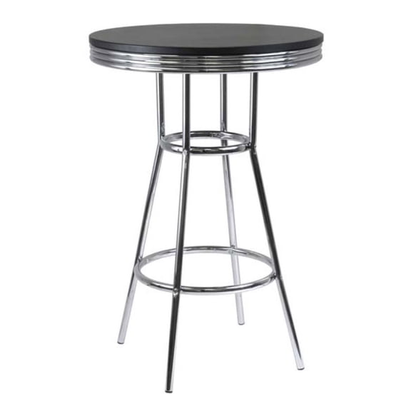 Ergode Summit Round Pub Table, Black & Chrome