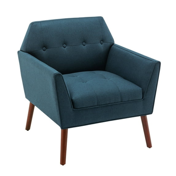 Ergode Take a Seat Andy Accent Chair - Mid-Century Modern Style, Button-Tufted Detailing, Foam Cushioning, Soft Fabric Upholstery, Espresso-Finished Legs.