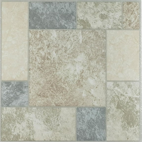Ergode Tivoli Marble Blocks 12x12 Self Adhesive Vinyl Floor Tile - 45 Tiles/45 sq. ft.
