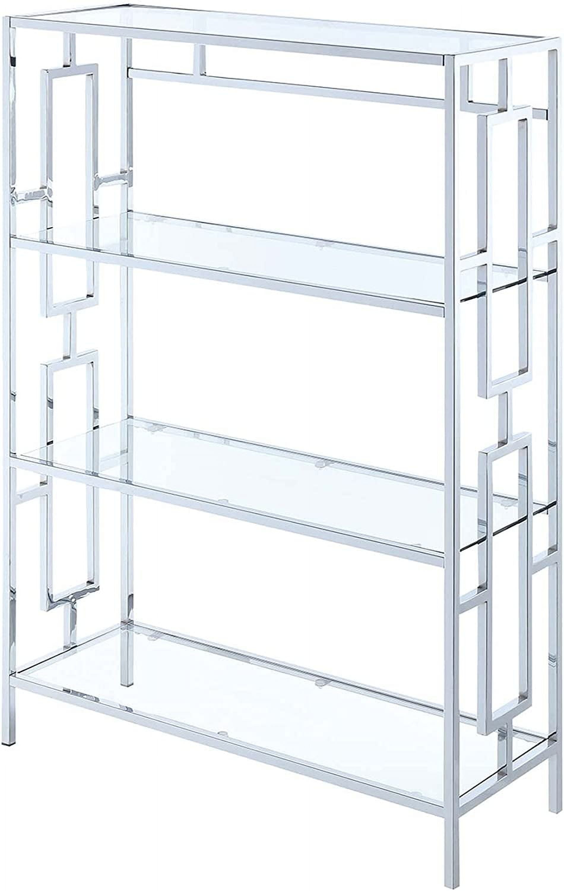 Town Square Chrome 4-Tier Clear Glass Bookshelf