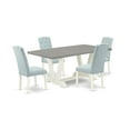 thumbnail image 1 of Ergode V097CE215-5, 5-Piece Dining Set, Rectangle Kitchen Table, 4 Upholstered Chairs, Linen Fabric, Button Tufted, Wooden Legs, 72x40 Inch, 1 of 2