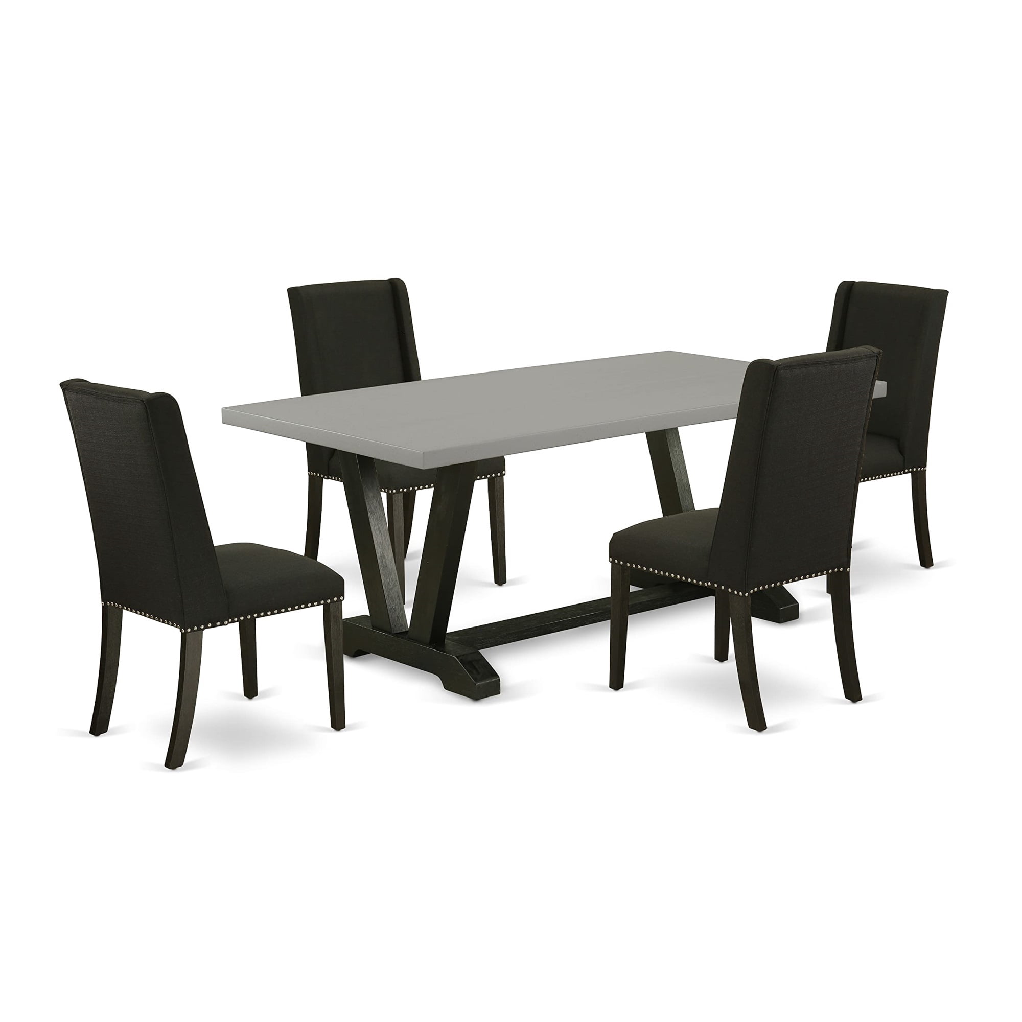 Ergode V697FL624-5, 5-Piece Rectangular Dining Room Table Set, Black ...