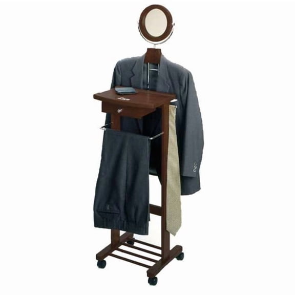 Ergode Mens Valet Stand  Clothes Valet, Suit Rack, Cloth Stand, Valet Chair & Jacket Display Organizer for Mens Clothing & Accessories (Walnut)