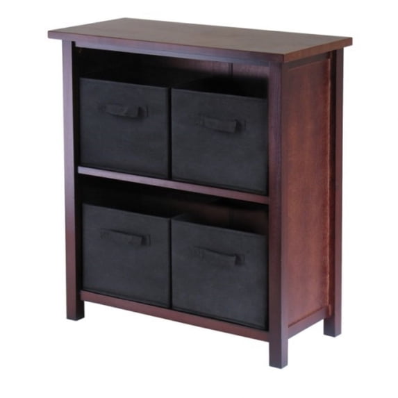Ergode Verona 2-Section M Storage Shelf with 4 Foldable Black Fabric Baskets