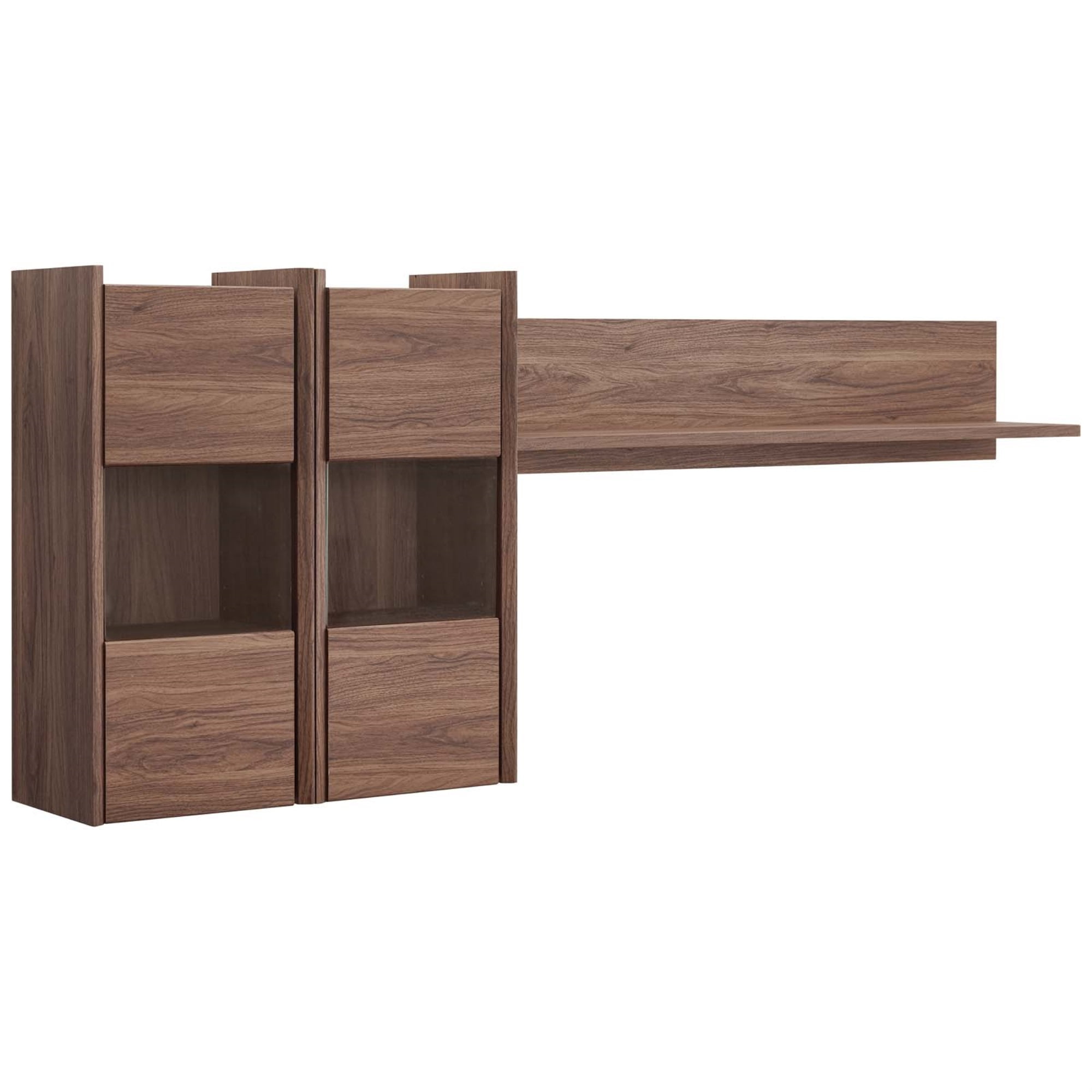 Visionary Mid-Century Walnut Wall Mounted Shelf Unit