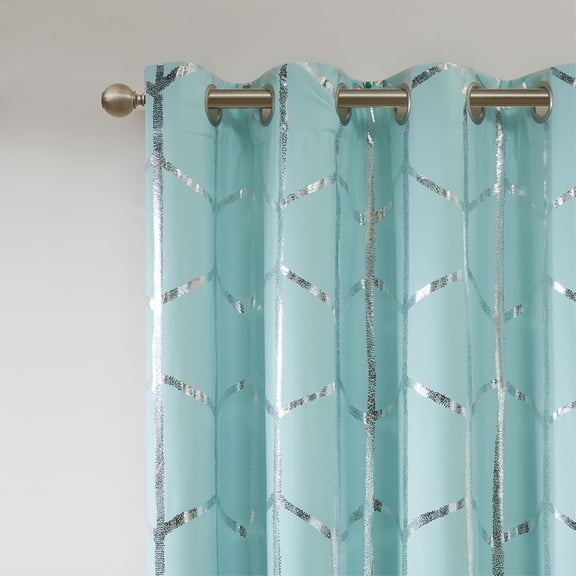 Ergode Window Panel - Geometric Design, Aqua Backdrop, Complete Blackout, Grommet Top, Machine Washable - Enhance Your Space with Captivating Elegance