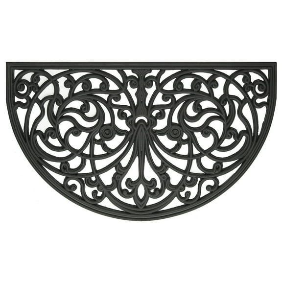 Wrought Iron Rubber Door Mat, 18" L x 30" W, Slice, Ironworks