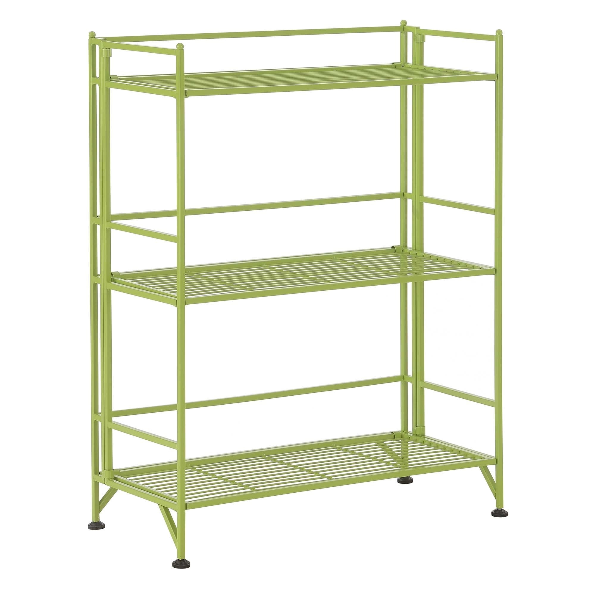 Adjustable Lime 3-Tier Wide Folding Metal Storage Shelf