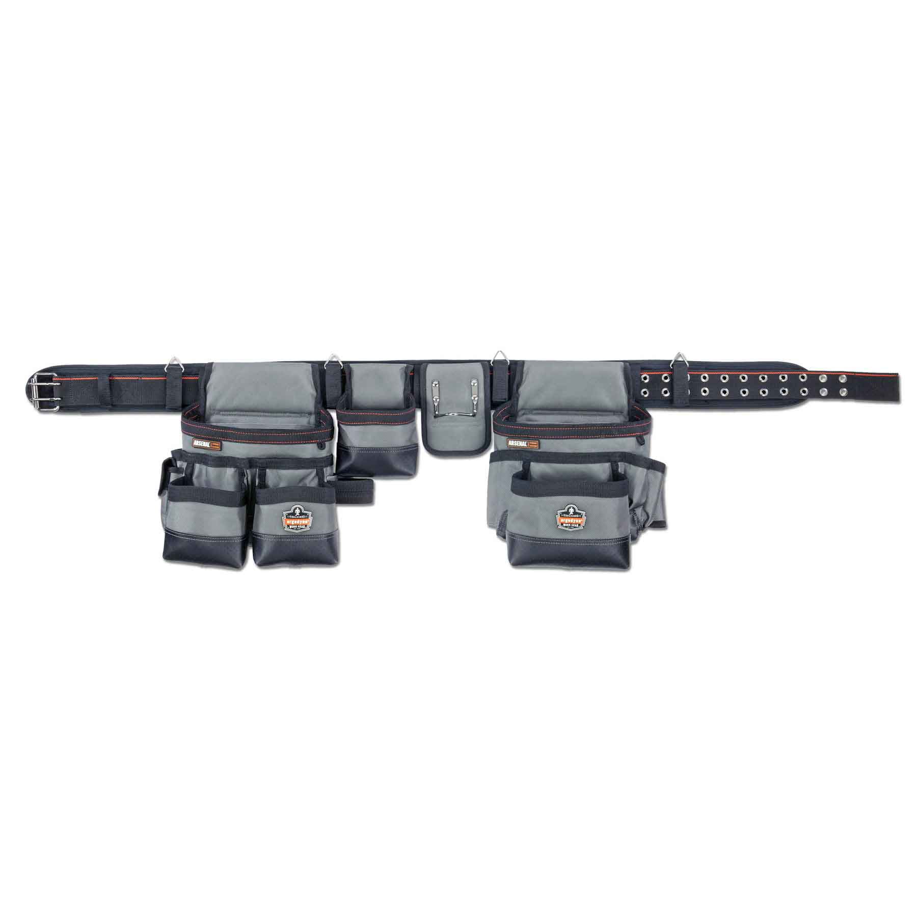 XL Gray 34-Pocket Polyester Tool Belt Rig with Pouches