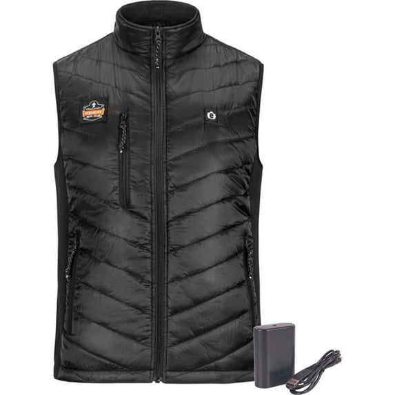 Ergodyne B3146281 N-Ferno 6495 Rechargeable Heated Vest with Battery Power Bank, Black - Medium
