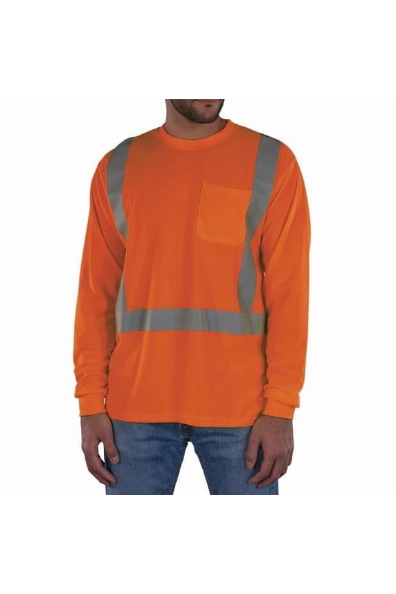 EGO21911 Unisex Type R & Class 2 Essential Hi-Vis 8284 Long Sleeve T-Shirt, Orange - Extra Small