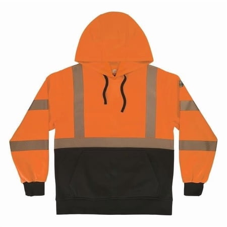 Ergodyne EGO22987 Unisex Type R & Class 3 Performance Hi-Vis 8317BK Hooded Sweatshirt with Black Bottom, Orange - 3XL