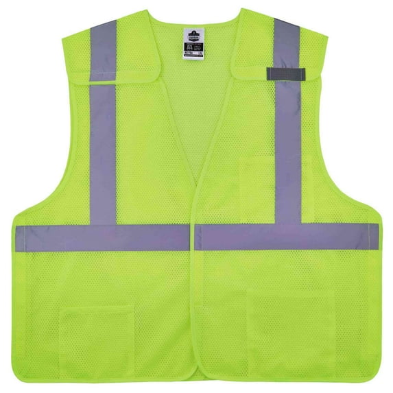 Ergodyne GloWear® 8217BA Class 2 Hi-Vis 5-Point Breakaway Safety Vest, Lime, L/XL