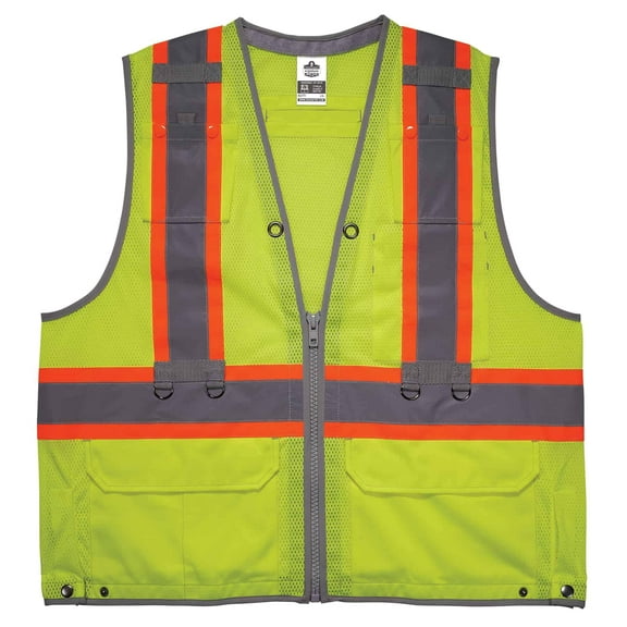 Ergodyne GloWear 8231TV Hi Vis Tool Tethering Safety Vest - Type R, Class 2, Dual Certified, Lime, 4X-Large CA2