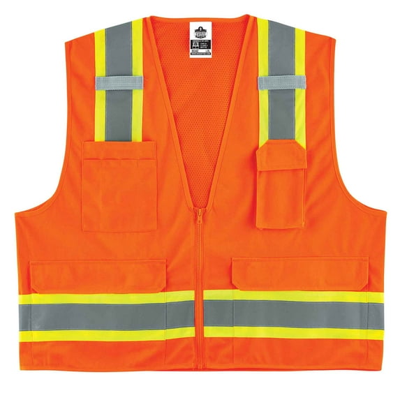 Ergodyne GloWear® 8248Z Type R Class 2 Two-Tone Surveyors Vest, Orange, 4XL/5XL
