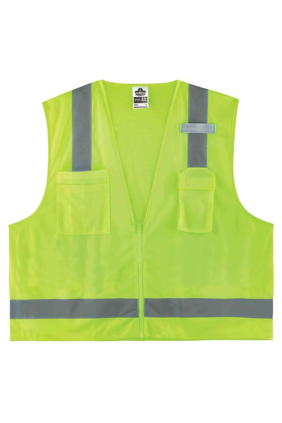 GloWearÂ® 8249Z Type R Class 2 Economy Surveyors Vest, Lime, 2XL/3XL