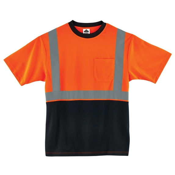 Ergodyne GloWear 8289BK Type R Class 2 Black Front T-Shirt, Orange, S