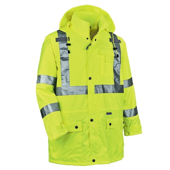 Ergodyne GloWear 8365 Rain Jacket, High Visibility, Reflective, ANSI Compliant Lime, XX-Large CA2