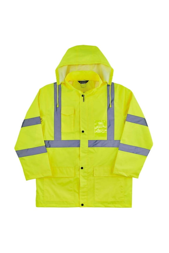 GloWear 8366 Lightweight High-Visibility Rain Jacket ANSI Class R3 Lime 4XL (24338)