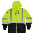 thumbnail image 1 of Ergodyne GloWearÂ® 8372 Class 3 Zip-Up Hi-Vis Hooded Sweatshirt - Black Front, Lime, 2XL, 1 of 2