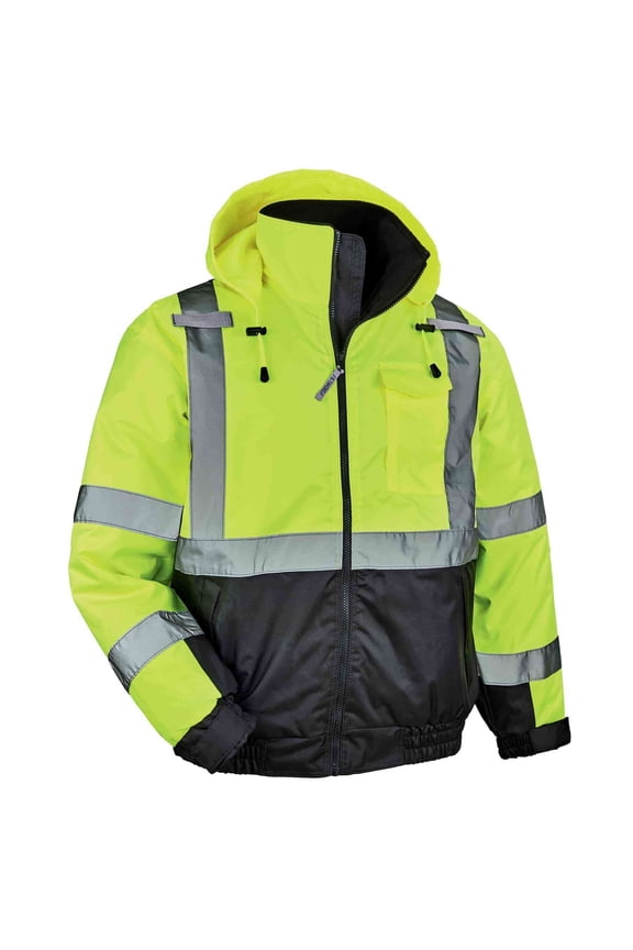 GloWearÂ® 8377 Type R Class 3 Quilted Bomber Jacket, Lime, M