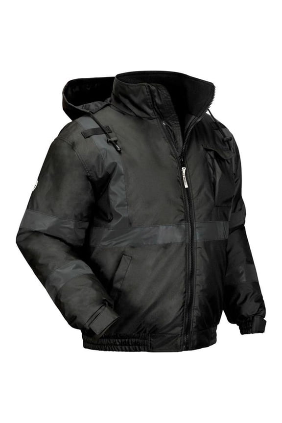 GloWear 8377EV Non-Certified Hi-Vis Quilted Bomber Jacket, Black, 3X-Large