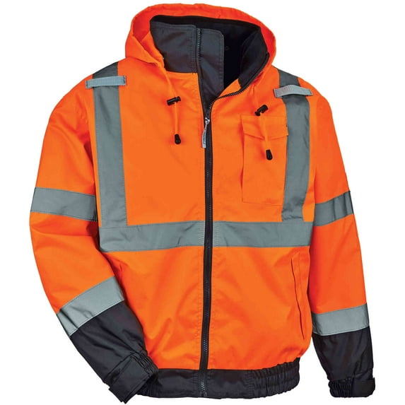 Ergodyne GloWearÂ® 8379 Type R Class 3 Fleece Lined Bomber Jacket, Orange, 3XL